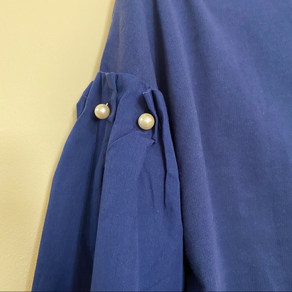 Zara Navy Blue Cropped Sweater Blouse - Picture 2 of 4